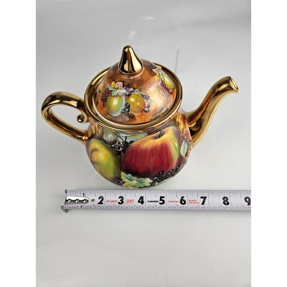 Royal Winton Evesham Teapot Bone China England Gold Trim Signed - Picture 12 of 12